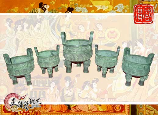 銅鼎，銅五鼎，中國鼎，佛像用鼎